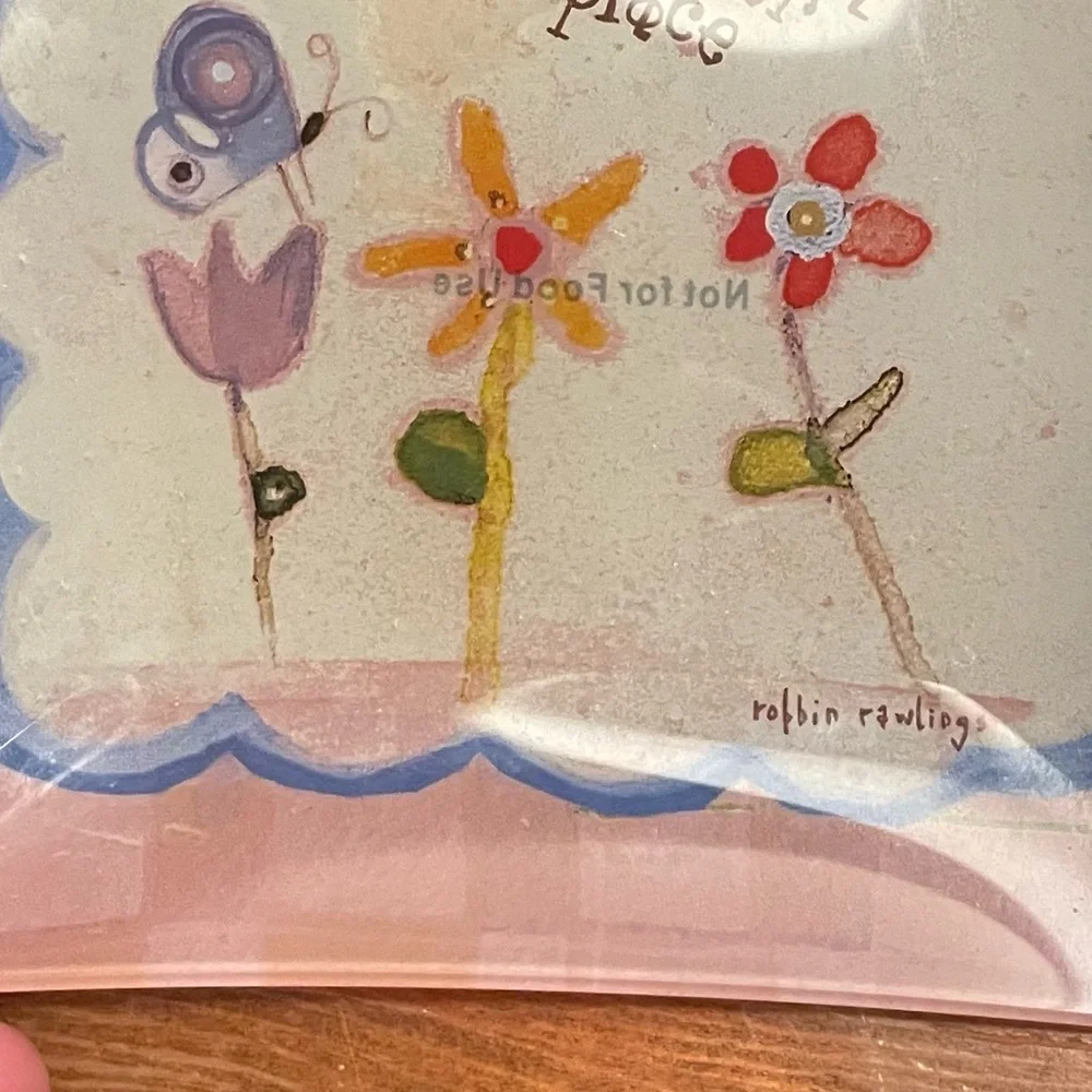 Natural Life Glass Trinket Tray “You make the world a better place” floral